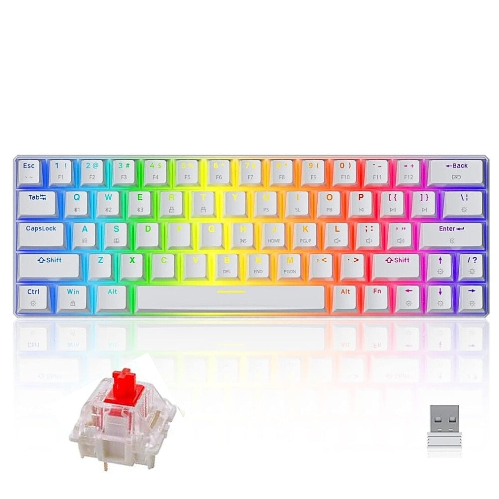 Tezarre Keyboard TK-63 Pro Mechanical Keyboard Tri-mode 60% White Tezarre Keyboard TK-63 Pro Mechanical Keyboard Tri-mode 60% White